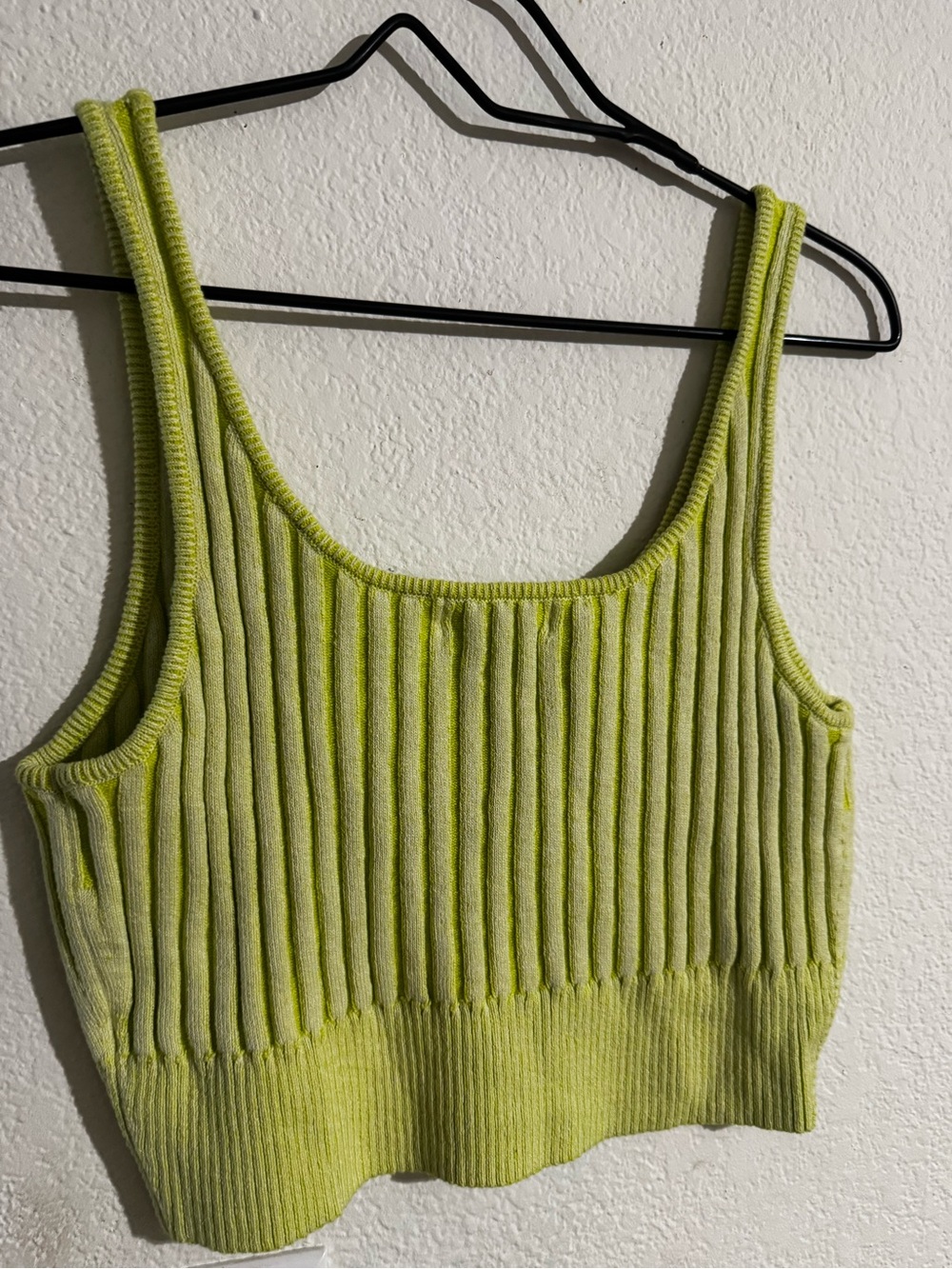 By Together Ribbed Lime Green Crop Tank